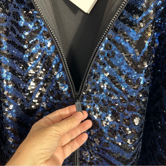 NEW Bob Mackie Wearable Art 3X jacket, blue sequin front, evening, sparkle - Picture 11 of 12